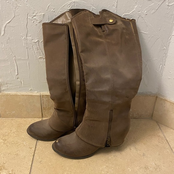 Bottes Genou Fergalicious By Fergie Pointure 7 M - Cuir Marron, Neuves Sans Boîte